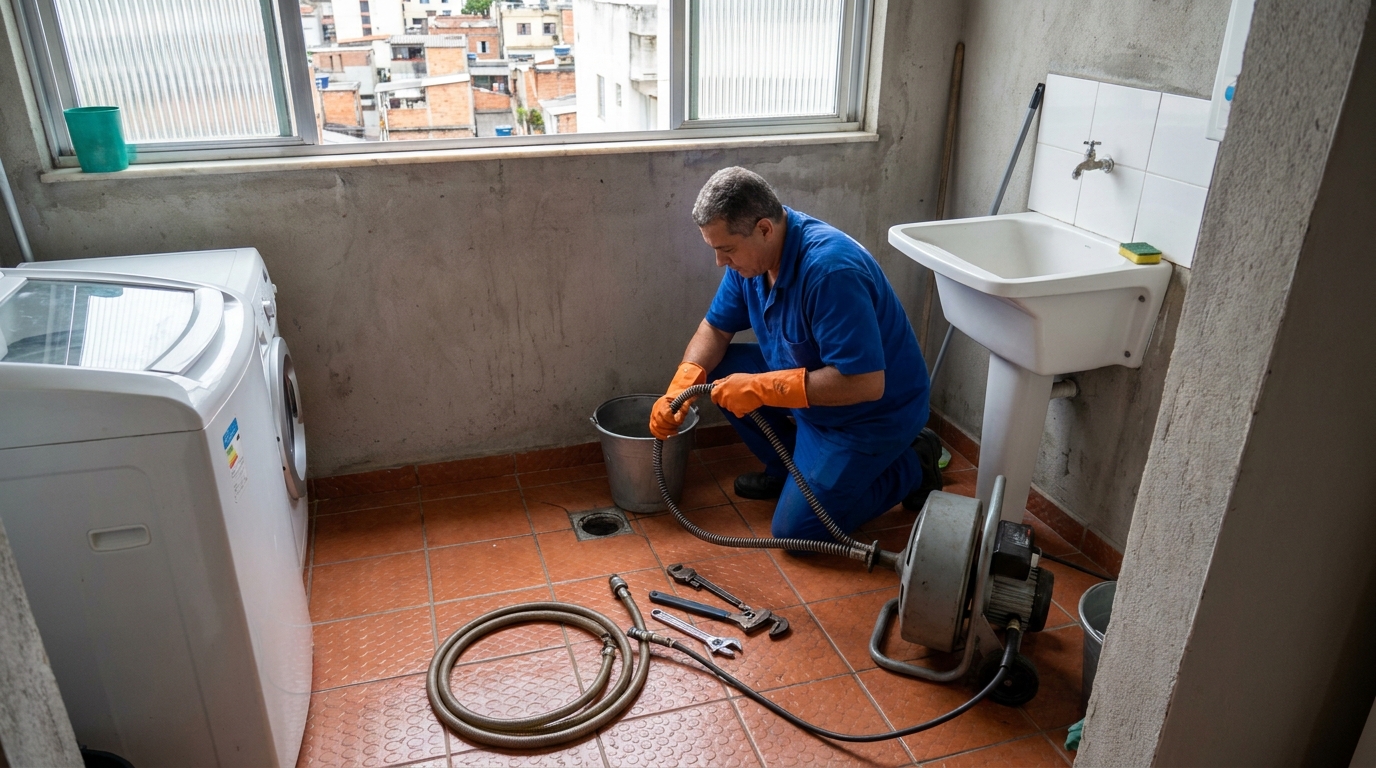 Desentupimento de ralo com equipamento em Sete Lagoas‑MG
