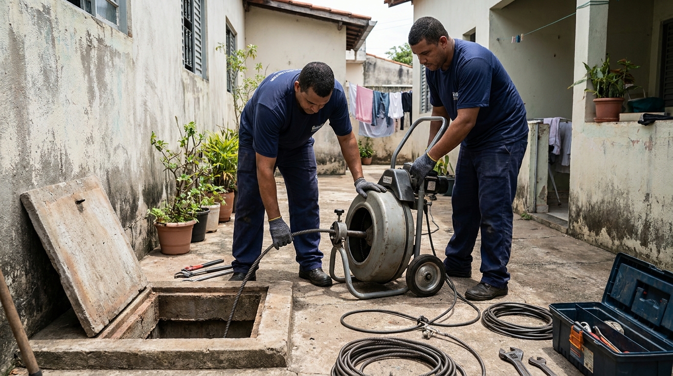 Desentupimento de rede de esgoto em Sete Lagoas‑MG