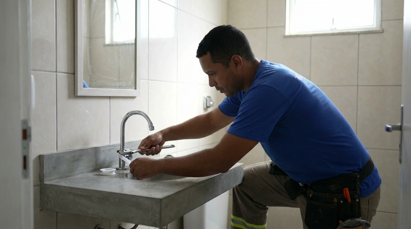 Encanador instalando torneira em Sete Lagoas‑MG